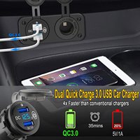 Enchufe USB Doble de 12V/24V para Montaje en Panel con Voltímetro LED e Interruptor Táctil para Auto y Barco