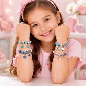 Pulsera de Dijes DIY para Niñas EPT, Brazalete de Aleación con Cuentas Coloridas y Dijes Colgantes, 2 Colores Surtidos, Regalo de Joyería para Niñas de 3+ Años - Product Image 1