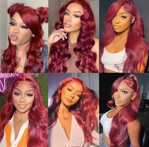 Pelucas de cabello humano frontal de encaje completo de encaje suizo de <span class=keywords><strong>Vietnam</strong></span> para mujer, ondas de cuerpo naranja largas, rizos Jerry y ondas profundas, encaje transparente - Product Image 5