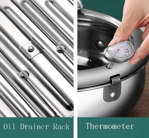 Deep Fryer <strong>Pot</strong> Stainless Steel Japanese Stile Frying <strong>Pot</strong> with Temperature Control and Oil Filter Rack Lid for French Fries <strong>Fish</strong> - Product Image 4