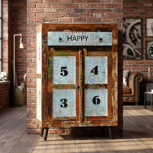 Mueble de Salón de Madera Maciza Estilo Industrial Vintage Hecho a Mano con 4 Cajones, Almacenamiento Ecológico para Casa de Campo, Villa o Apartamento - Product Image 3