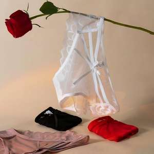 Braguitas de encaje con tiras cruzadas para mujer, sexy, con lazo decorativo, de malla transparente, suaves, transpirables, de talle medio, ropa interior femenina. - Product Image 3