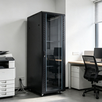 Kabinet Server Jaringan Heavy Duty dengan Pintu Kaca yang Dapat Dikunci, Kabinet Data Lantai, Pasokan Massal, Logo Kustom