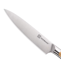 KEENAKE 5 pouces Premium acier allemand 1.4116 utilitaire professionnel couteau de cuisine manche en bois d'olivier finition brossée boîte-cadeau