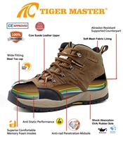 Bottes de travail pour hommes Tiger Master, chaussures de sécurité pour entrepôt, embout en acier, résistantes aux perforations, en daim marron, semelle en caoutchouc antidérapante