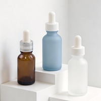 Vente en gros de flacons en verre transparent givré personnalisés avec logo personnel, 5 ml, 10 ml, 1 oz, 30 ml, pour sérum, huile, teinture, avec pipette compte-gouttes