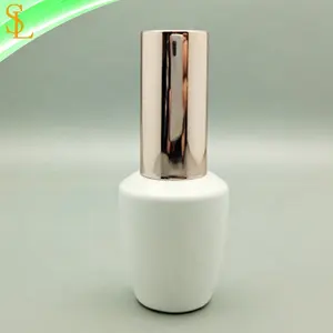 Rotonda a Forma di Bianco 15 Ml Gel di Vetro Vuota Bottiglia di Smalto E Rotonda in Oro Rosa Cap con La Spazzola