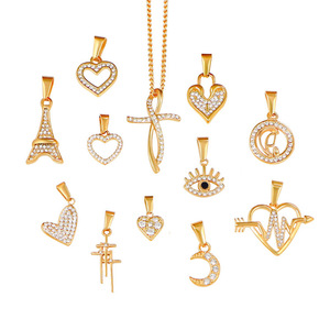 Ciondolo personalizzato 18K oro placcato titanio acciaio inox zircone diamante luna cuore occhio <span class=keywords><strong>Effel</strong></span> <span class=keywords><strong>torre</strong></span> ciondoli per collana fai da te - Product Image 4