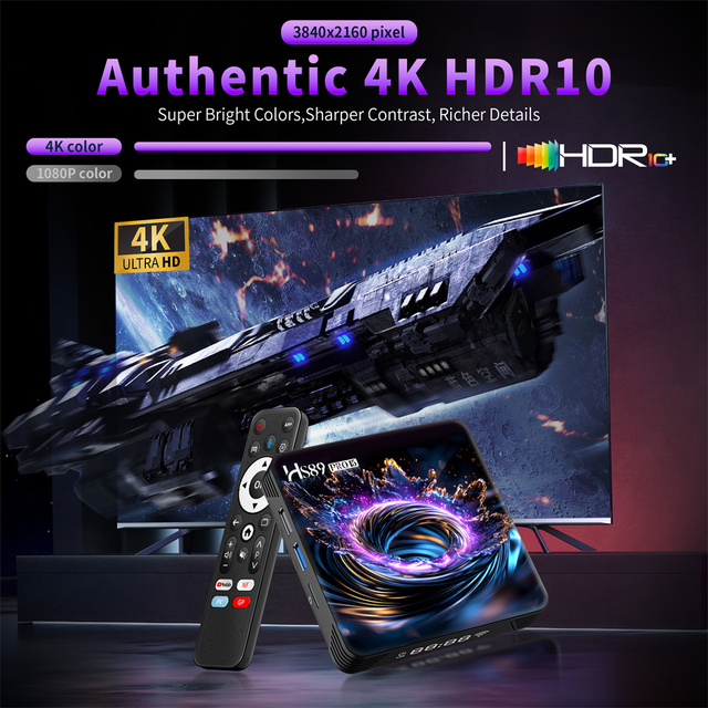RK3539 Rockchip Chipset Set Top Box HS89 PRO 15 1.5G/2GB RAM 16GB ROM BT Voice Remote 4K Ultra HD Android 14 OS Smart TV Box