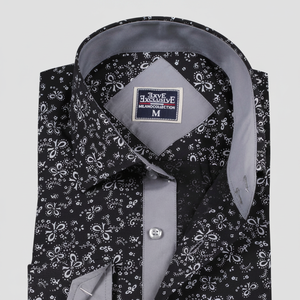 Chemise grise florale pour hommes - Product Image 2