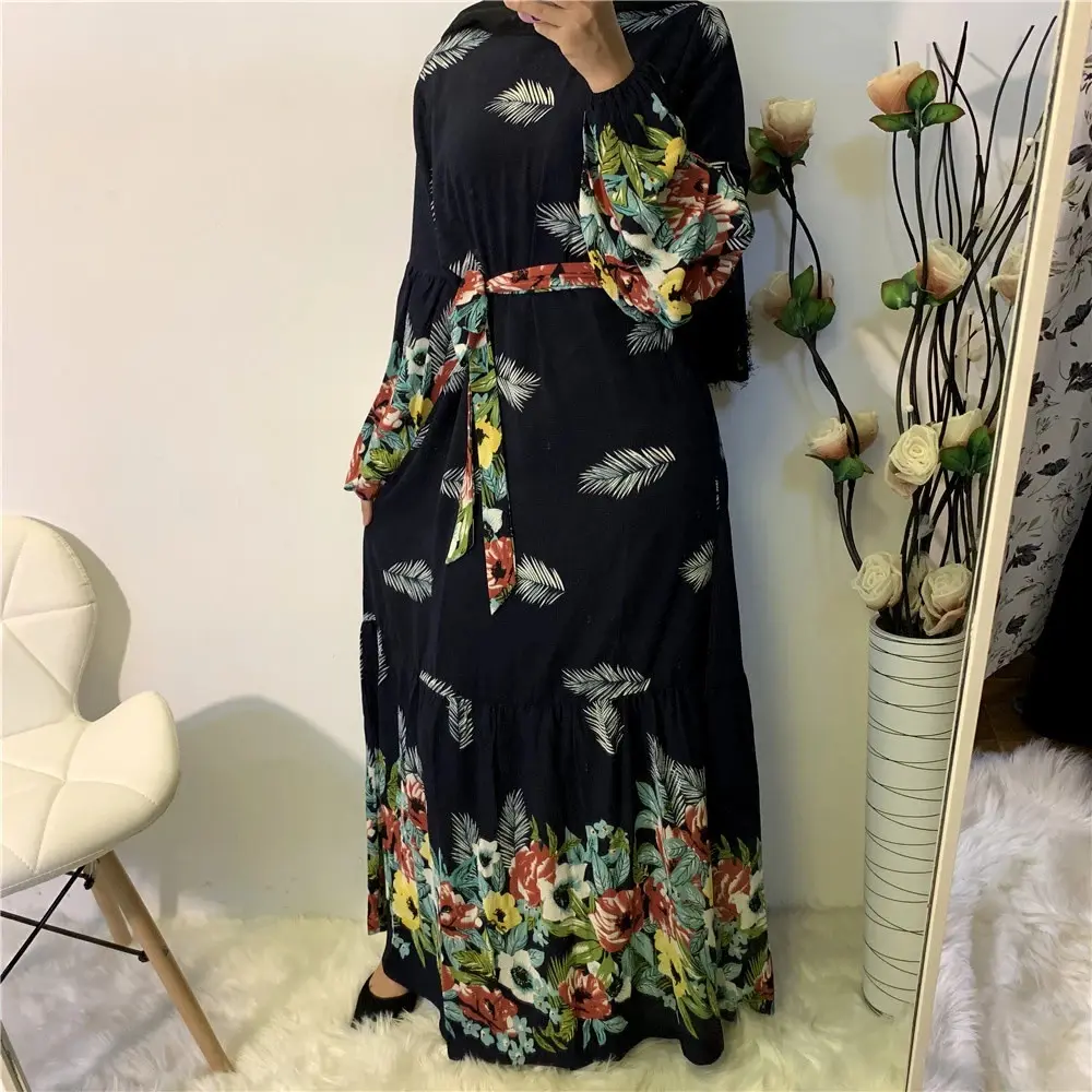 Wholesale new design clothing Turkish Close Muslim Abaya Dress print max casual women dresses