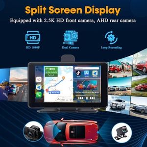 <strong>7</strong> Inch Android Auto Wireless Car Play Backup Camera 2.5K Dash Cam <strong>GPS</strong> Navigation Siri Y728-Portable Car Screen <strong>Bluetooth</strong> - Product Image 5