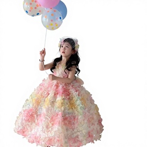 Abito da cerimonia lungo in crochet senza maniche con scollo rotondo e motivo floreale <span class=keywords><strong>per</strong></span> bambine, ideale <span class=keywords><strong>per</strong></span> feste di compleanno, serate di gala e recite di pianoforte - Product Image 1