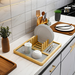 Polyvalent Pliable Pliable Bambou avec Pieds Pieds Rouler Grand Plat en Pierre Séchage Rapide Tapis en Diatomite pour Comptoir de Cuisine - Product Image 1