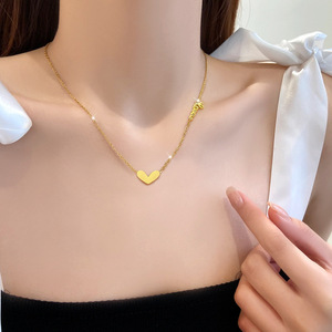 Cadena de clavícula con <span class=keywords><strong>accesorios</strong></span> Collar en forma de corazón inglés de estilo minimalista - Product Image 3