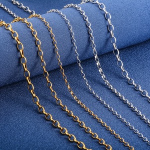Collier Rolo en acier inoxydable 316L pour femmes et hommes, chaîne ovale à maillons O, collier ras du cou, couleur or/argent, accessoires de bijoux - Product Image 3