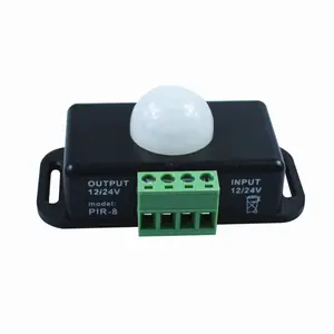 Saklar Sensor Gerak PIR Otomatis, Modul Saklar Lampu Detektor Inframerah IR Dapat Disesuaikan DC 12V 24V 8A untuk Lampu Strip LED