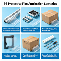 Cinta de Protección para Ventanas de Aluminio YIHONG, Personalizada, Sin Residuos de Pegamento, Adhesión de Película Plástica, para Perfiles de Aluminio, Ventanas y Puertas