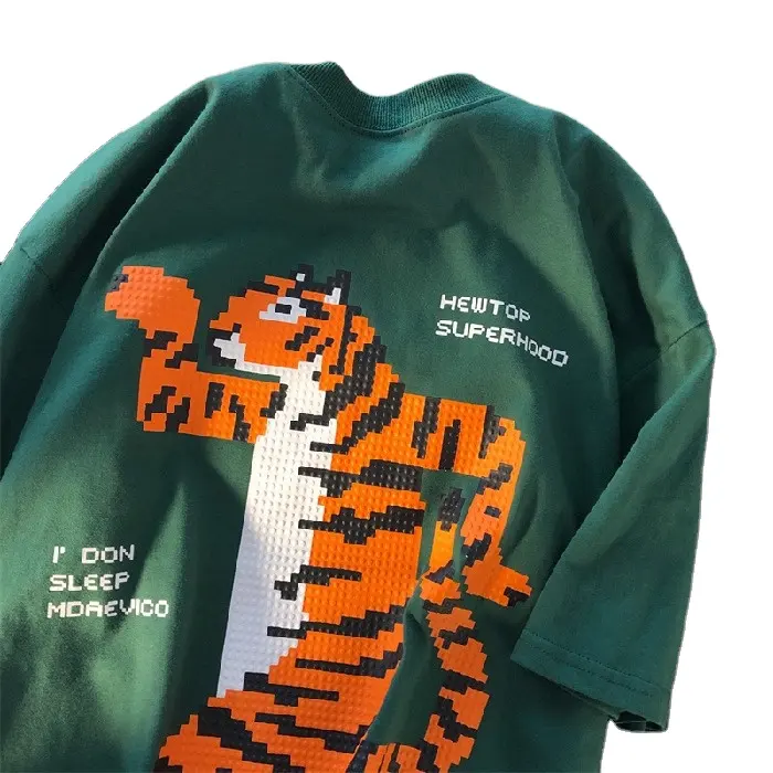 Customised New Design Men New Trend Loose Custom High Quality Tiger Style Hip Hop Tshirt Printing Graphic Summer Tshirt Vintage