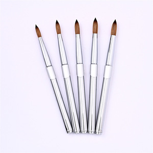Pinceau à ongles en acrylique 100% pur Kolinsky, manche en métal argenté, marque privée, pour l'application d'acrylique - Product Image 1