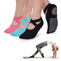 Chaussettes antidérapantes de Fitness pour femmes, en coton, pour Yoga, Pilates, Yoga, danse, gymnastique