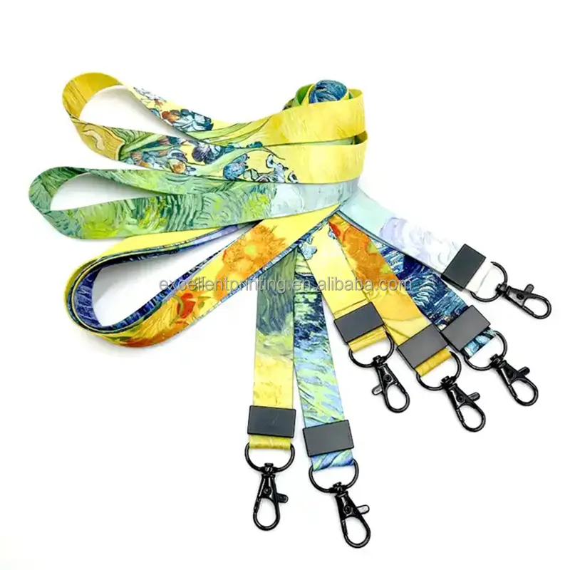 Soft cloth braided neck lanyard Durable Heat Transfer Sublimation Custom Teacher Lanyard with logo custom