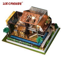 IIECREATE Kedai Kopi Furnitur Edukatif Mainan Rumah Puzzle Miniatur Kayu DIY untuk Model Mainan Skala 1:24
