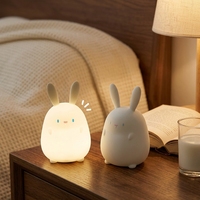 Lampe de chevet LED en silicone en forme de lapin de dessin animé, rechargeable par USB, avec contrôle tactile et minuterie, pour la décoration et l'entraînement au sommeil