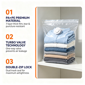 Sacs de rangement sous vide avec pompe électrique, pochettes organisatrices transparentes pliables pour le rangement des vêtements dans la maison et le placard - Product Image 3