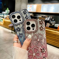 Étui de téléphone portable de luxe en TPU à paillettes pour Apple iPhone 15Pro 12Pro Samsung XR avec téléphone transfrontalier à fleurs en strass