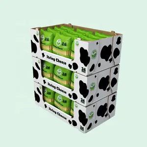 Holidaypac штабелируемые картонные коробки для упаковки пищевых закусок чипсов упаковочная коробка для гофрированной бумаги лоток для дисплея