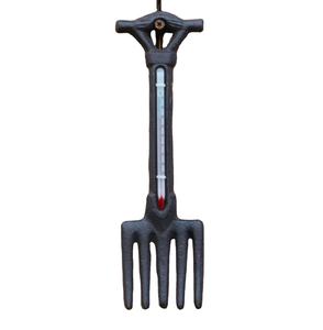 Râteau en fonte pour jardin Outils de jardinage décoration thermomètre d'extérieur rustique montage mural pour pièces décoratives de jardin Vente en gros - Product Image 1