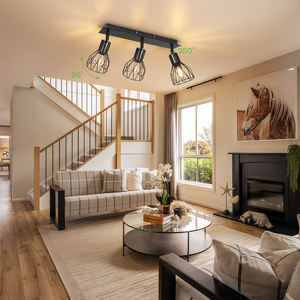 <span class=keywords><strong>Spot</strong></span> de <span class=keywords><strong>plafond</strong></span> E14 moderne noir en métal, style industriel, avec cage en fil métallique, orientable et flexible, idéal pour salon, chambre et intérieur – Meilleure vente - Product Image 5