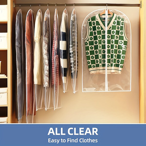 Fundas transparentes para ropa de 60x100cm, 60x120cm, 60x140cm, 60x150cm para almacenamiento en armario y protección de prendas colgadas - Product Image 4