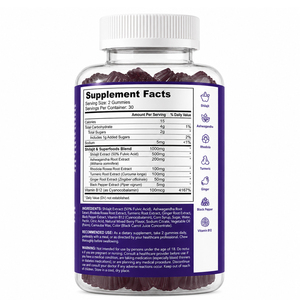 Bonbons gélifiés Shilajit OEM, complément nutritionnel sportif riche en vitamines et en extrait d'Ashwagandha pour adultes - Soutien énergétique et immunitaire - Product Image 6