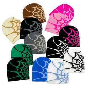 Bonnet tricoté unisexe chaud d'hiver, nouveau bonnet <span class=keywords><strong>en</strong></span> coton brodé d'un <span class=keywords><strong>araignée</strong></span> de dessin animé, bonnets skullies, cadeaux pour garçons - Product Image 1
