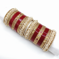 PADMAWATI BANGLES PRIVATE LIMITED Juego de Brazaletes de Lujo para Mujer, Chapados en Oro de Tungsteno de Alta Calidad, para Novias Indias, Compromiso y Boda