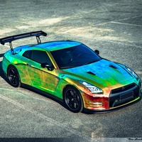 WRAPMASTER 1.35*17M Film de protection de voiture holographique arc-en-ciel vert changeant de couleur, vinyle de haute qualité