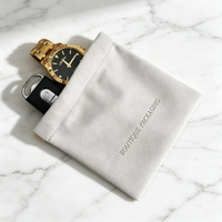 Pochette à bijoux en microfibre gris clair, emballage de luxe en velours avec rabat pour petits colliers, boucles d'oreilles, bagues 12*12cm