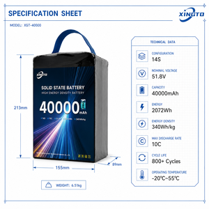 แบตเตอรี่โดรนคุณภาพสูงจากโรงงานโดยตรง 14S 40000mAh 340Wh/kg ชุดพลังงานโซลิดสเตทสำหรับ UAV ขายดี ปี 2026 ใหม่ ขายส่ง - Product Image 2