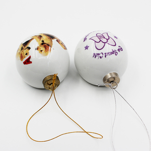 Wholesale Decorative Hanging Customized Christmas Tree Sublimation White <strong>Ceramic</strong> Ornaments Ball <strong>Bauble</strong> with Printed Logo - Product Image 3