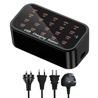 Station de charge USB C 20 ports 100W, concentrateur de charge multi-ports Type-C pour plusieurs appareils, AC100-240V avec prise US /EU /UK