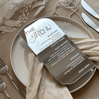 Carte de Menu de Mariage Personnalisée en Acrylique Miroir de Luxe Or Argent, Carte de Vœux en Acrylique pour Fête de Mariage et Réunion
