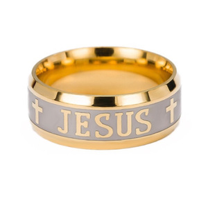 MECYLIFE gioielli cristiani in acciaio inox gesus anello croce Jesus gioielli Mens anelli banda religiosa - Product Image 4