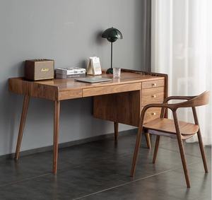 Nordic Solid Wood Surface <b>Walnut</b> <b>Table</b> Simple Modern Multi-function Workbench Computer Desk Japanese Style Writing Desk Drawers - Product Image 1