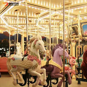 Elektrikli Merry Go Round tema parkı Carousel sürmek 2 yıl 1 takım özelleştirilmiş boyutu 220V/380V atlıkarınca atlar