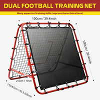 Mini filet de rebond de football double face à angle réglable rouge, adapté aux équipements d'entraînement de football pour enfants en intérieur et en extérieur