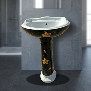 Ensemble de lavabo sur pied Vinus, design sud-ouest, plaqué or, couleur rose, céramique, articles sanitaires pour salle de bain - Product Image 6