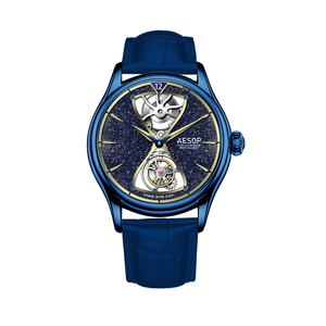 Montres-bracelets mécaniques pour hommes, nouveau <span class=keywords><strong>design</strong></span>, motif ciel étoilé, tourbillon volant, lumineuses et étanches, fabrication OEM/ODM - Product Image 4