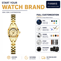 Jam Tangan Oval Kecil Mewah Wanita Bezel Berpinggir Koin Gelang Paduan Tiga Manik-Manik Tipis Ultra 6mm Jam Tangan Kuarsa Wanita